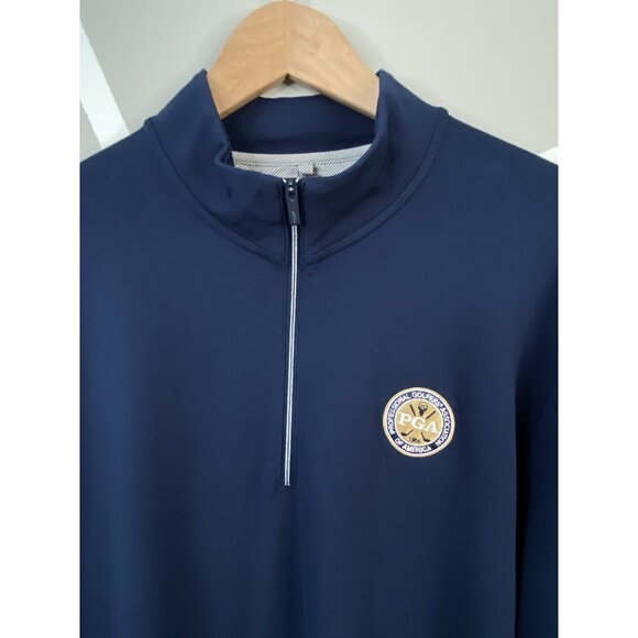 Adidas Adipure Modern Tech PGA Logo Players Navy Blue Mens Large Golf 1/4 Zip - Picture 6 of 16
